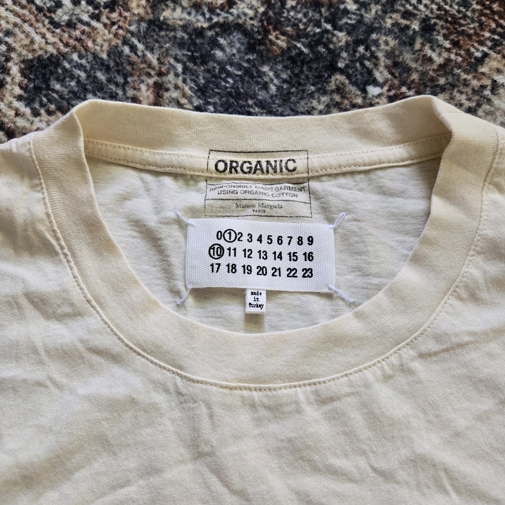 Maison Margiela 100% Organic Cotton Jersey T-Shirt Off-White Cream Ivory Sz XXL - Picture 4 of 11